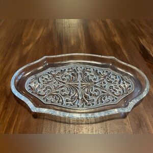 Vintage Glass Tray, soap holder catcher, trinket dish